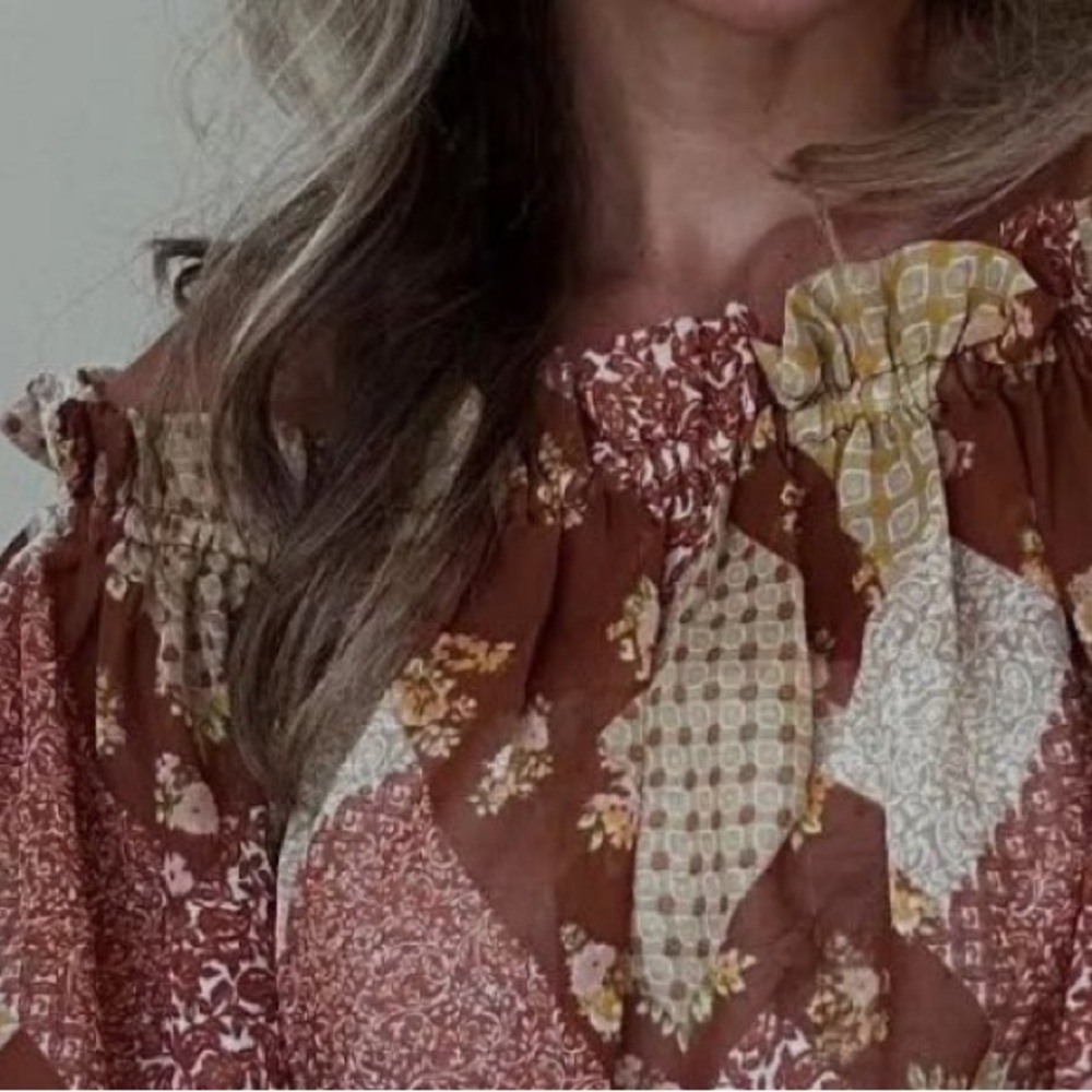 Live 4 Truth Patchwork Off-Shoulder Blouse NWT - image 3